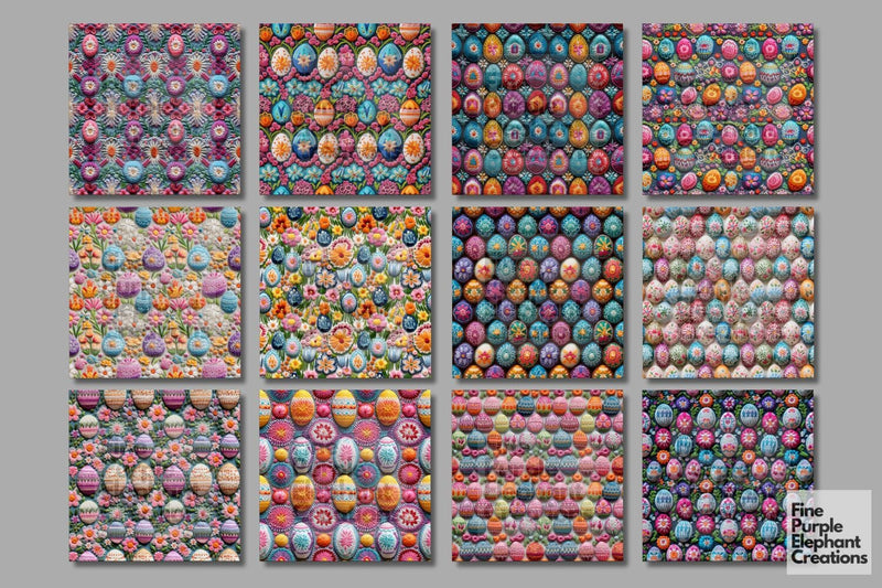 Embroidered Easter Eggs Digital Paper | Spring Pastel Cottagecore - So ...