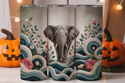 Embroidered Elephant Tumbler Wrap Sublimation PixelChick 