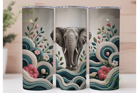 Embroidered Elephant Tumbler Wrap Sublimation PixelChick 