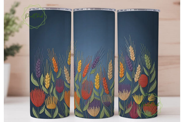 Embroidered Fall Floral 20oz Tumbler Sublimation PixelChick 