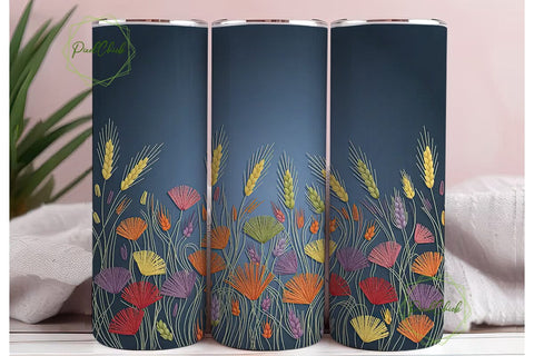 Embroidered Fall Floral 20oz Tumbler Sublimation PixelChick 