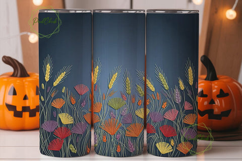 Embroidered Fall Floral 20oz Tumbler Sublimation PixelChick 