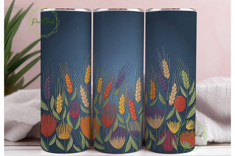 Embroidered Fall Floral 20oz Tumbler Sublimation PixelChick 