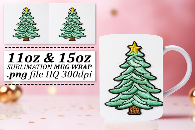 Embroidered Festive Delights: 3D Mug Sublimation afrosvg 