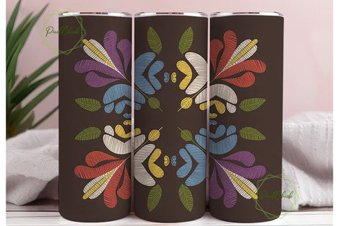 Embroidered Floral 20oz Tumbler Wrap Sublimation PixelChick 