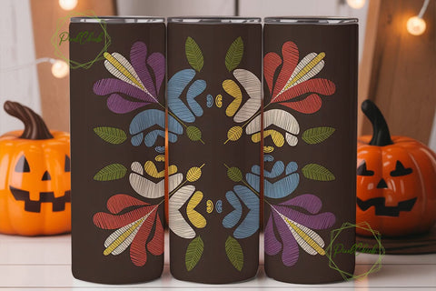 Embroidered Floral 20oz Tumbler Wrap Sublimation PixelChick 