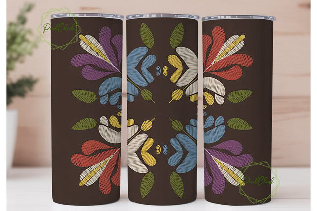 Embroidered Floral 20oz Tumbler Wrap Sublimation PixelChick 