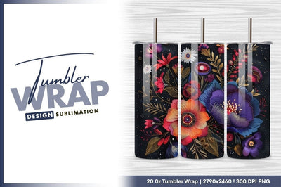 Embroidered floral arrangement on dark background Sublimation Regulrcrative 