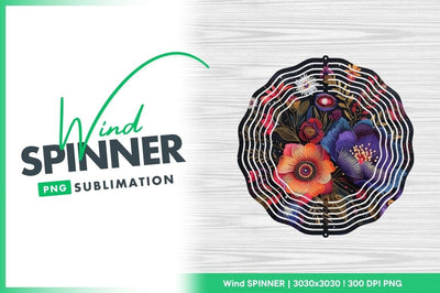 Embroidered floral arrangement wind spinner round png Sublimation Regulrcrative 