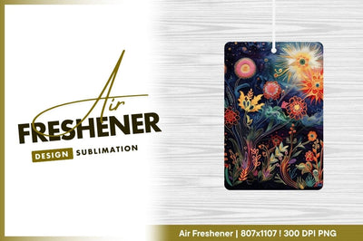 Embroidered Floral Illustration with Orange Pink and Yellow Flowers on Dark Blue Sublimation Regulrcrative 
