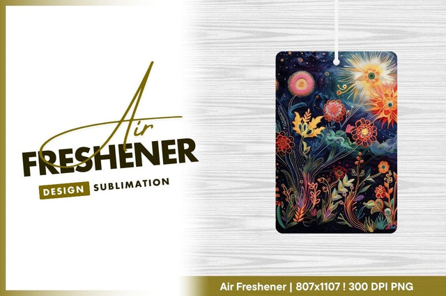 Embroidered Floral Illustration with Orange Pink and Yellow Flowers on Dark Blue Sublimation Regulrcrative 