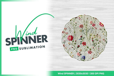Embroidered floral pattern background wind spinner round png Sublimation Regulrcrative 