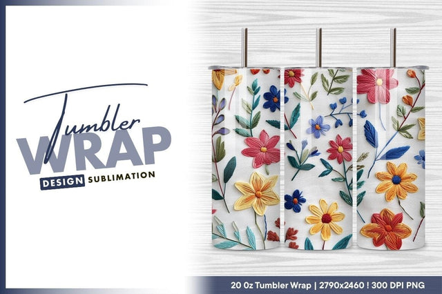 Embroidered floral pattern colorful delicate stitches Sublimation Regulrcrative 