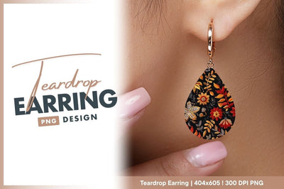 Embroidered Floral Pattern in Autumnal Hues on Black Background Sublimation Regulrcrative 