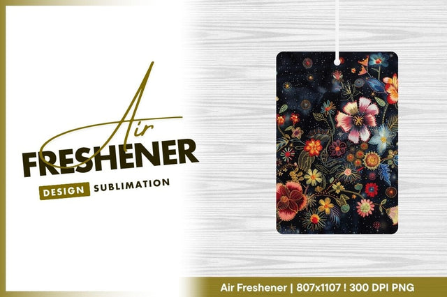 Embroidered Floral Pattern on Dark Blue Fabric with Colorful Flowers and Stars Sublimation Regulrcrative 