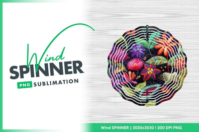 Embroidered Floral Pattern with Colorful Flowers and Leaves on Dark Background Sublimation Regulrcrative 