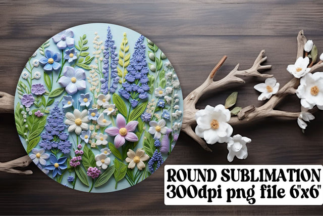 Embroidered Floral Sublimation Set - Ornaments, Circle, Keychain, Car Coaster Sublimation afrosvg 