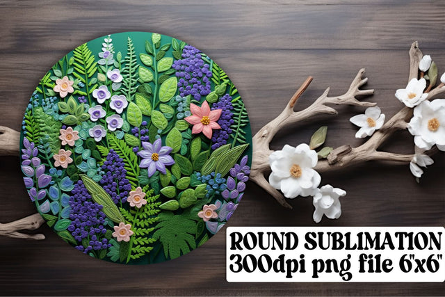 Embroidered Flower Circle Decorations - Sublimation, Keychain, Car Coaster Sublimation afrosvg 