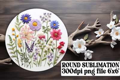Embroidered Flower Circle Magic - Sublimation, Keychain, Car Coaster Sublimation afrosvg 