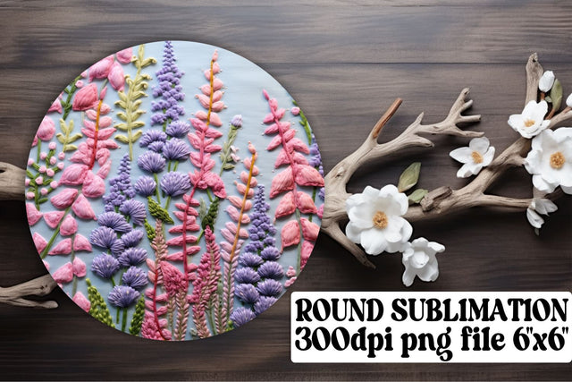 Embroidered Flower Sublimation Set - Circle, Keychain, Car Coaster Art Sublimation afrosvg 