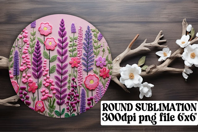 Embroidered Flower Sublimation Showcase - 3D Flowers, Round Ornaments, Circle, Keychain, Car Coaster Sublimation afrosvg 