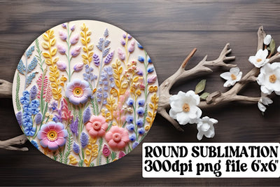 Embroidered Flower Sublimation Wonders - Sublimation, Keychain, Car Coaster Sublimation afrosvg 