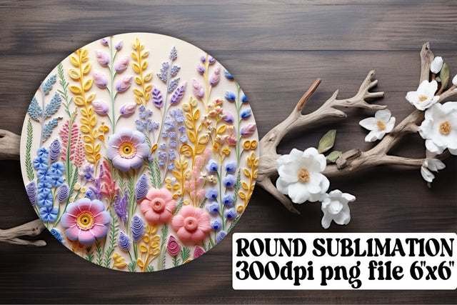 Embroidered Flower Sublimation Wonders - Sublimation, Keychain, Car Coaster Sublimation afrosvg 