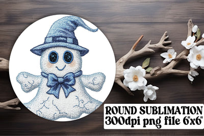 Embroidered Ghost Halloween Ornament Sublimation afrosvg 