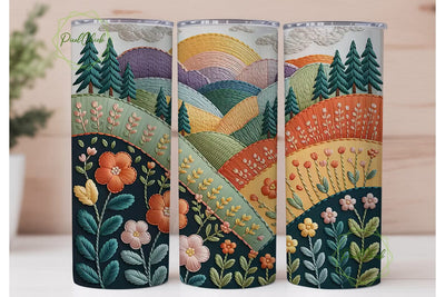 Embroidered Landscape 20oz Tumbler Wrap Sublimation PixelChick 