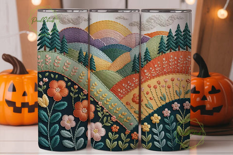Embroidered Landscape 20oz Tumbler Wrap Sublimation PixelChick 