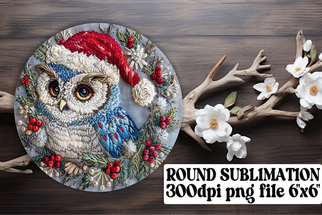 Embroidered Owl Circle Keychain Round Sublimation afrosvg 