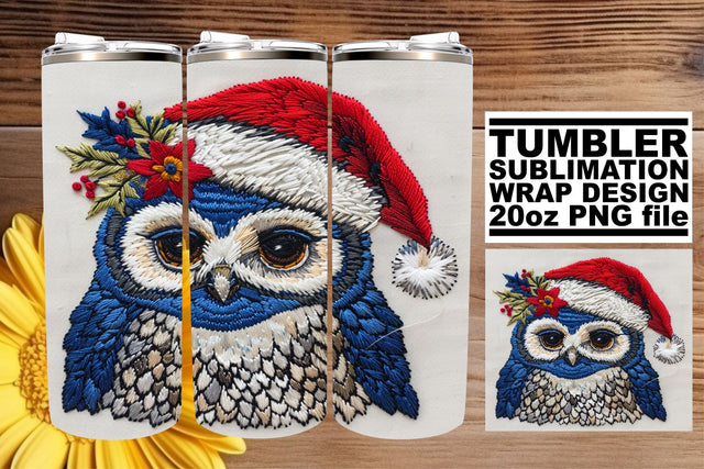 Embroidered Owl Tumbler Wrap Christmas 20oz Sublimation Sublimation afrosvg 