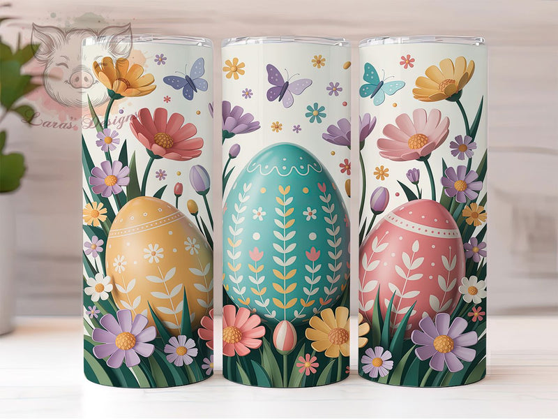 Embroidered Stitch Easter Egg Tumbler, Easter Egg Tumbler, Stitch Style Wrap, Stylish 20oz Wrap, Sublimation Design, Trendy Gift Idea, Inspirational Easter Tumbler Sublimation Lara' s Designs 
