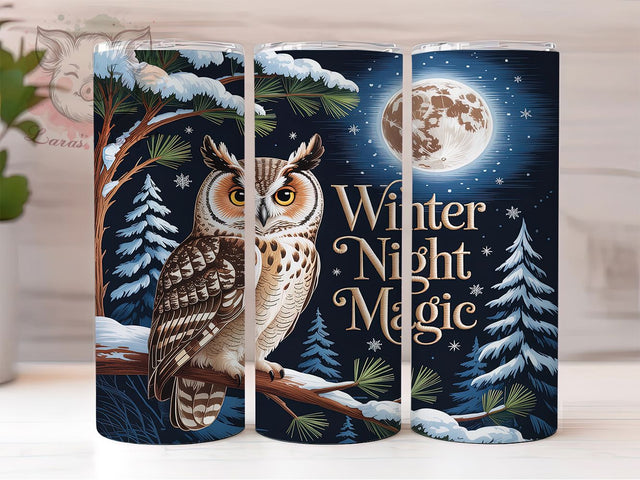 Embroidered Winter Forest Tumbler, Faux Embroidery, Winter Wonderland, Holiday Wrap, Cozy Tumbler, 20oz Tumbler, Sublimation Print Sublimation Lara' s Designs 