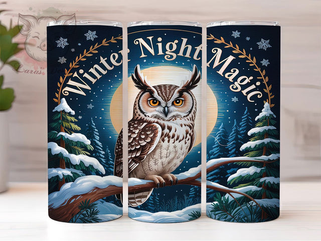 Embroidered Winter Forest Tumbler, Faux Embroidery, Winter Wonderland, Holiday Wrap, Cozy Tumbler, 20oz Tumbler, Sublimation Print Sublimation Lara' s Designs 