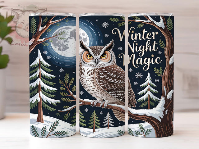 Embroidered Winter Forest Tumbler, Faux Embroidery, Winter Wonderland, Holiday Wrap, Cozy Tumbler, 20oz Tumbler, Sublimation Print Sublimation Lara' s Designs 