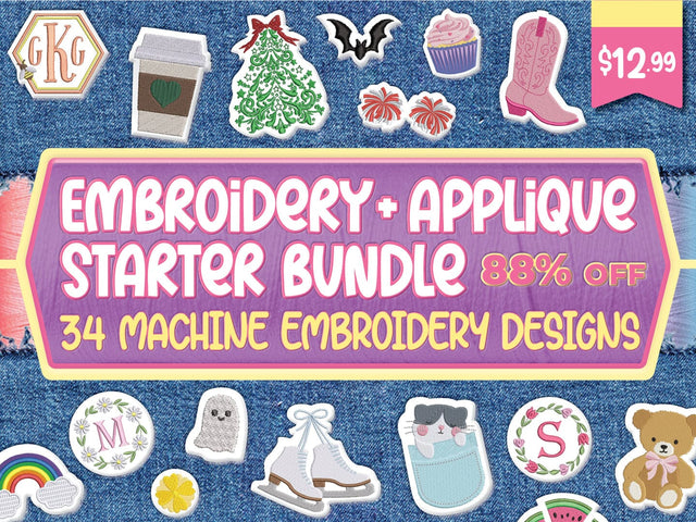 Embroidery + Applique Starter Bundle Bundle So Fontsy Design Shop 