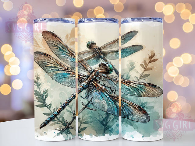 Embroidery Dragonflies 20oz Tumbler Wrap Sublimation Design, Straight Tapered Tumbler Wrap, Dragonfly Tumbler Png, Instant Digital Download Sublimation SvggirlplusArt 