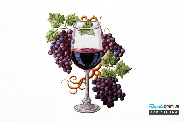 Embroidery Wine Glass Clipart Sublimation Regulrcrative 