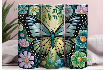 Emerald Butterfly Flora 20oz Tumbler Sublimation PixelChick 