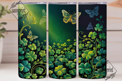 Emerald Clover Butterfly 20oz Tumbler Sublimation sassyprint 
