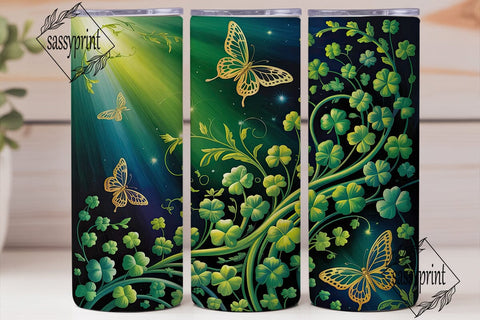 Emerald Clover Butterfly 20oz Tumbler Sublimation sassyprint 