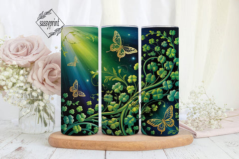 Emerald Clover Butterfly 20oz Tumbler Sublimation sassyprint 
