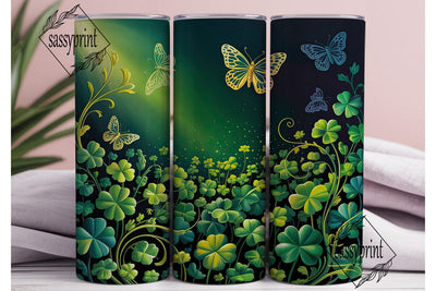 Emerald Clover Butterfly 20oz Tumbler Sublimation sassyprint 