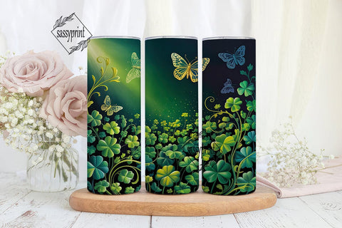 Emerald Clover Butterfly 20oz Tumbler Sublimation sassyprint 