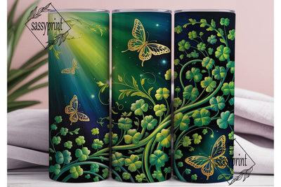 Emerald Clover Butterfly 20oz Tumbler Sublimation sassyprint 