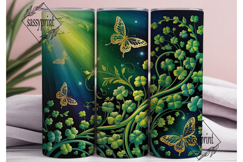 Emerald Clover Butterfly 20oz Tumbler Sublimation sassyprint 