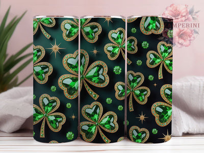 Emerald Clover Shamrock Tumbler, St Patricks Tumbler, Stylish 20oz Wrap, Sublimation Design, Trendy Gift Idea, Clover Emerald Wrap, Festive Shamrock Tumbler Sublimation Li Zamperini 