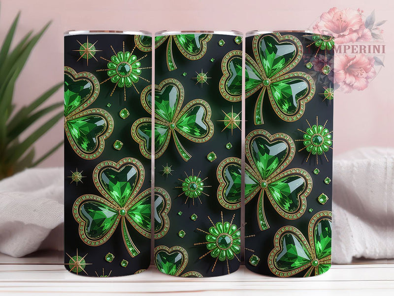 Emerald Clover Shamrock Tumbler, St Patricks Tumbler, Stylish 20oz Wrap, Sublimation Design, Trendy Gift Idea, Clover Emerald Wrap, Festive Shamrock Tumbler Sublimation Li Zamperini 