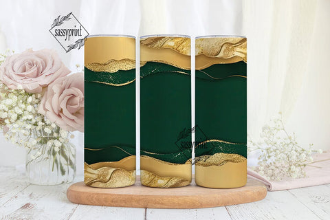 Emerald Gold Foil 20oz Tumbler Wrap Sublimation sassyprint 